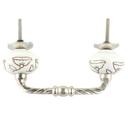 White Calla Lily Etched Ceramic Cut Bridge Handle